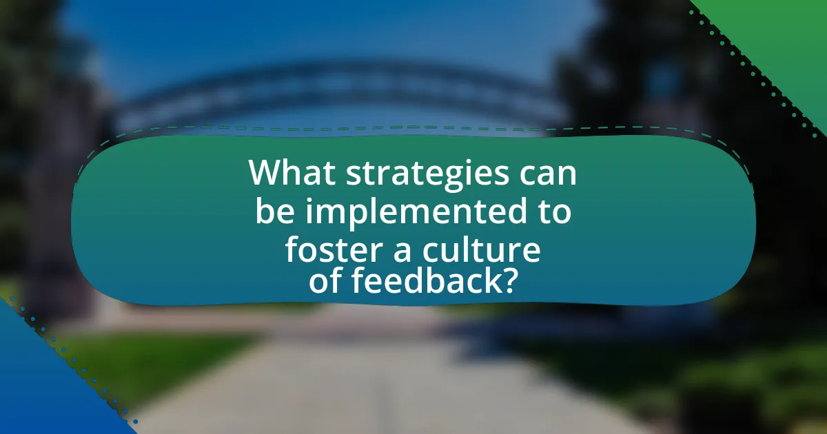 What strategies can be implemented to foster a culture of feedback?